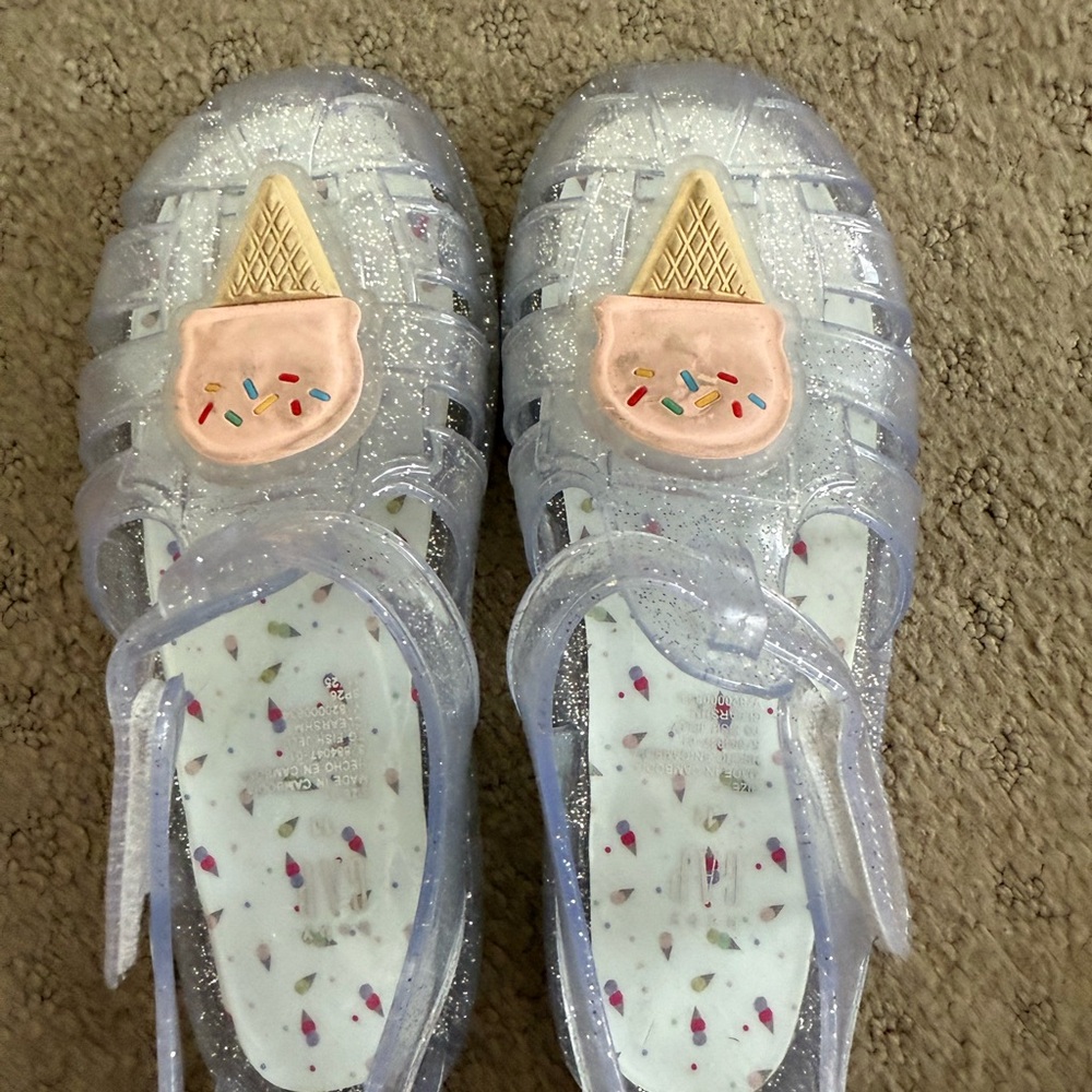 GAP Clear Glitter Jelly Sandals with Pink Ice Cream Accent